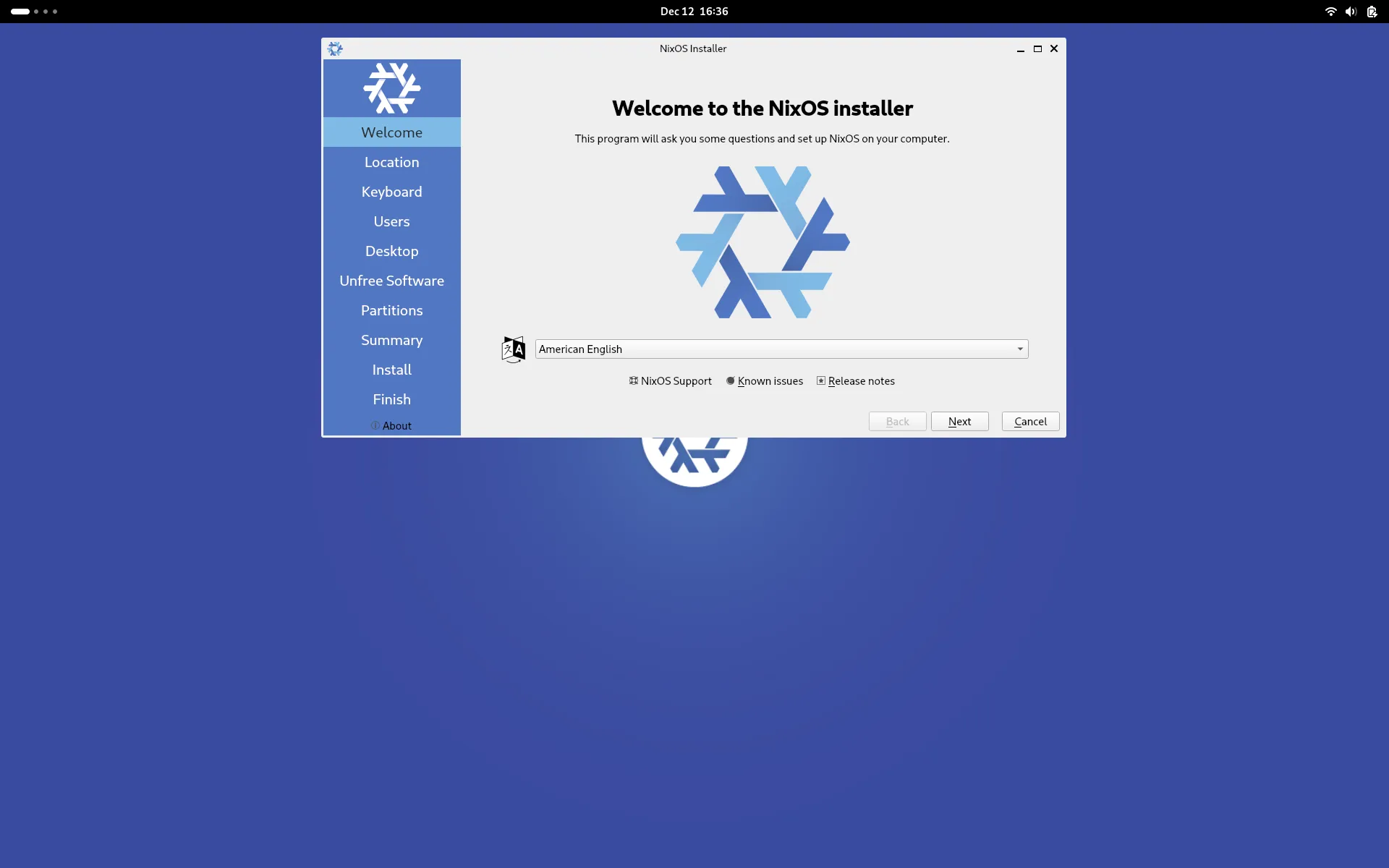 NixOS installer